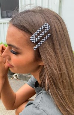 Eclat Check 3 PK Hair Clip Accessories