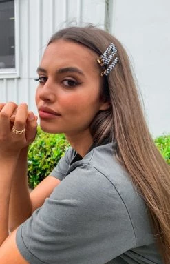 Eclat Check 3 PK Hair Clip Accessories