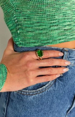 Accessories Eclat Emperor Gold Ring Green