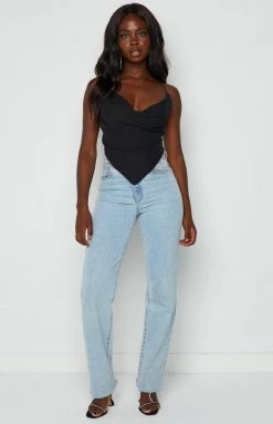 BB Exclusive Eilish Black Scarf Top Tops