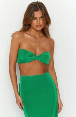 Beginning Boutique Tops Elena Green Crop Top