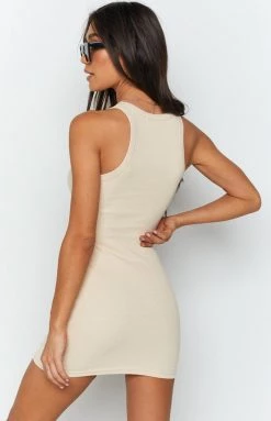 Beginning Boutique Dresses Eliza Ribbed Dress Beige