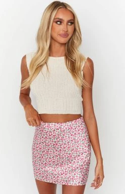 BB Exclusive New Eliza Pink Floral Mini Skirt