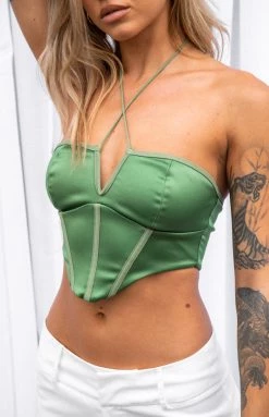BB Exclusive Elizybeth Green Corset Top