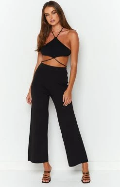Beginning Boutique Elle Black Flare Pants Bottoms