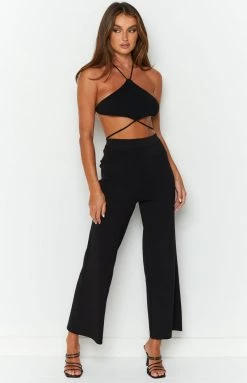 Beginning Boutique Elle Black Flare Pants Bottoms