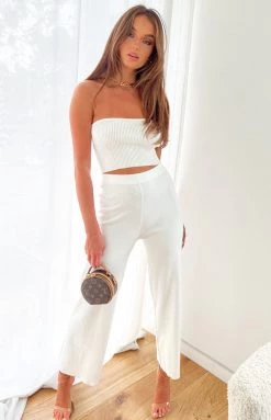 Beginning Boutique Elle White Flare Pants