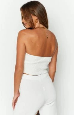 Beginning Boutique Elle White Strapless Crop Top