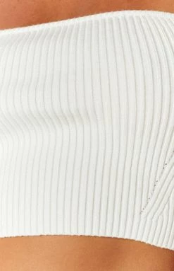 Beginning Boutique Elle White Strapless Crop Top