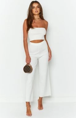 Beginning Boutique Elle White Strapless Crop Top