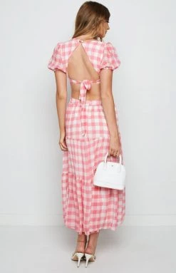 Beginning Boutique Dresses Elliot Pink Check Maxi Dress