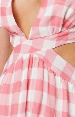 Beginning Boutique Dresses Elliot Pink Check Maxi Dress