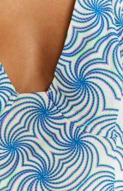 BB Exclusive Tops Elodie Blue Print Halter Crop Top