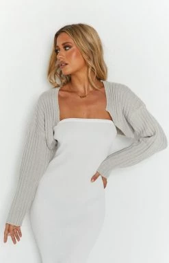 BB Exclusive Tops Elsa Grey Rib Knit Bolero