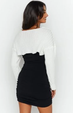 BB Exclusive New Elsa White Rib Knit Bolero