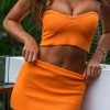 BB Exclusive Elva Orange Knit Mini Skirt Bottoms