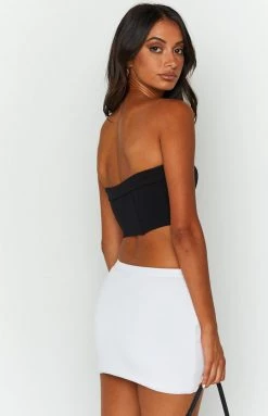 BB Exclusive Elva White Knit Mini Skirt