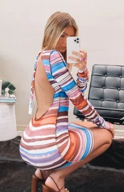 Beginning Boutique Elyse Long Sleeve Mini Dress Multi