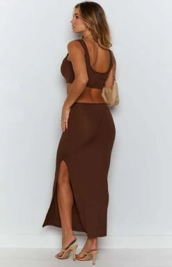 Beginning Boutique Dresses Elysian Waist Cut Out Maxi Dress Brown