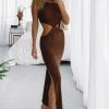 Beginning Boutique Dresses Elysian Waist Cut Out Maxi Dress Brown
