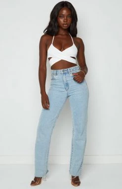 BB Exclusive Emalia White Wrap Top Tops