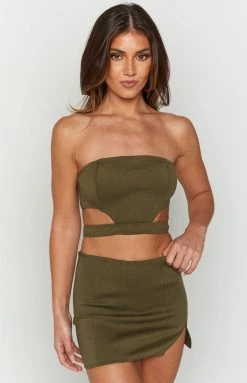 BB Exclusive Emerson Green Strapless Crop Top