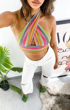 Beginning Boutique Emilie Multi Halter Crop Top