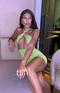 BB Exclusive Dresses Mia Cross Neck Dress Green