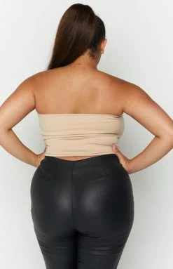 BB Exclusive Empire Tan Strapless Top Tops