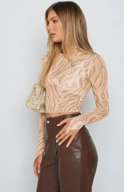 BB Exclusive Enamored Mesh Long Sleeve Top Neutral