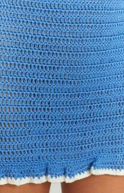 BB Exclusive Ensley Blue Crochet Mini Skirt