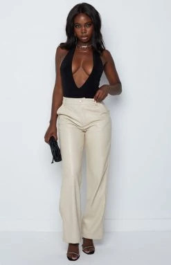 BB Exclusive Tops Erika Black Halter Bodysuit