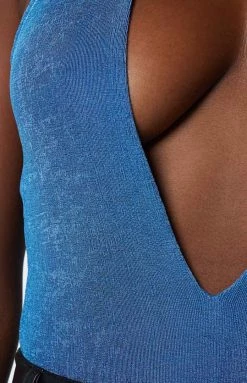 BB Exclusive Tops Erika Blue Halter Bodysuit