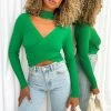 Beginning Boutique Esmeralda Green Long Sleeve Top