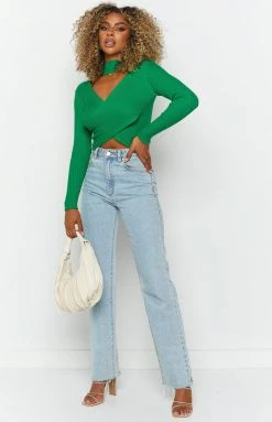 Beginning Boutique Esmeralda Green Long Sleeve Top