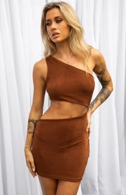 BB Exclusive Etta Brown Cut Out Mini Dress