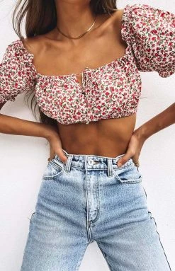 Beginning Boutique Evelyn Off Shoulder Top Red Tops