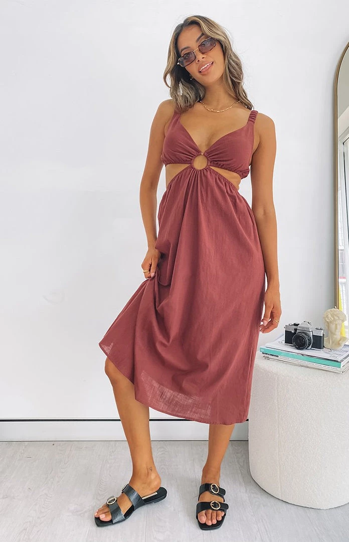 Beginning Boutique Everton Cut Out Midi Dress Chocolate Dresses 1 Beginning Boutique Everton Cut Out Midi Dress Chocolate Dresses