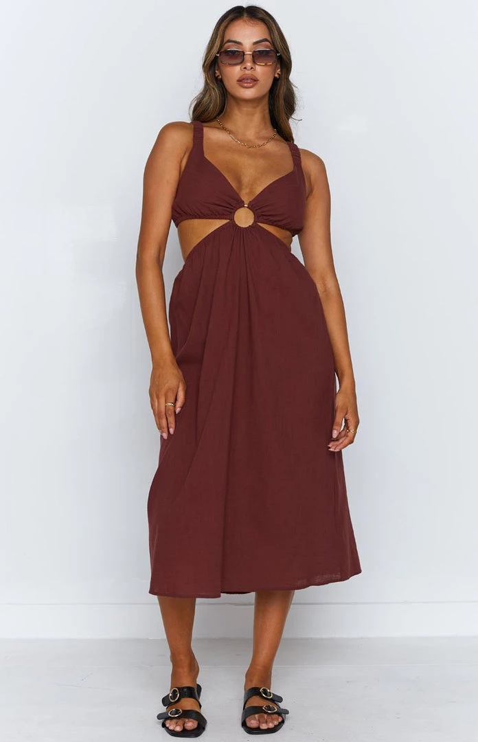 Beginning Boutique Everton Cut Out Midi Dress Chocolate Dresses 3 Beginning Boutique Everton Cut Out Midi Dress Chocolate Dresses