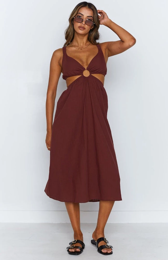 Beginning Boutique Everton Cut Out Midi Dress Chocolate Dresses 4 Beginning Boutique Everton Cut Out Midi Dress Chocolate Dresses