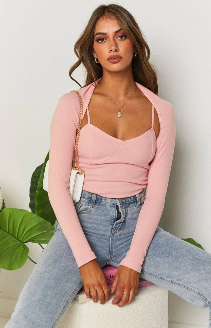 Beginning Boutique Evette Two In One Top Pink Tops 1 Beginning Boutique Evette Two In One Top Pink Tops