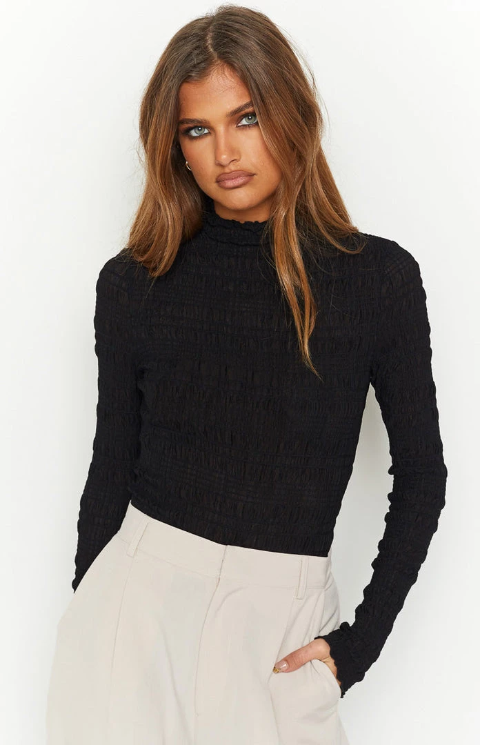 Beginning Boutique Evie Black High Neck Bodysuit Tops 2 Beginning Boutique Evie Black High Neck Bodysuit Tops