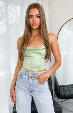 Beginning Boutique Fabel Green Corset Top Tops