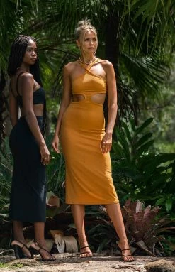 BB Exclusive Dresses Faith Midi Dress Dark Mustard