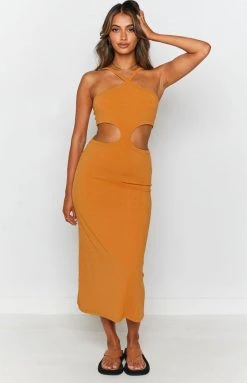 BB Exclusive Dresses Faith Midi Dress Dark Mustard