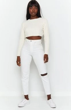 Beginning Boutique Fantasy Cropped Rib Knit Beige
