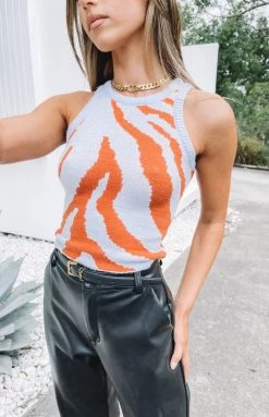 Beginning Boutique Fast Love Knitted Crop Blue