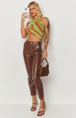 Beginning Boutique Tops Fast Love Knitted Crop Green