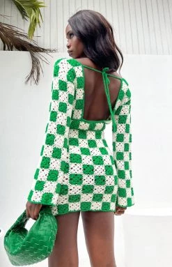 BB Exclusive Faye Green Check Mini Dress Dresses