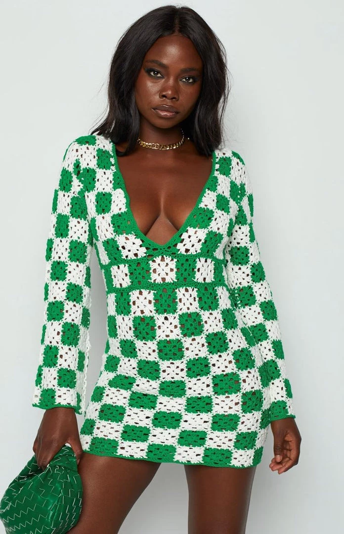 BB Exclusive Faye Green Check Mini Dress Dresses 10 BB Exclusive Faye Green Check Mini Dress Dresses